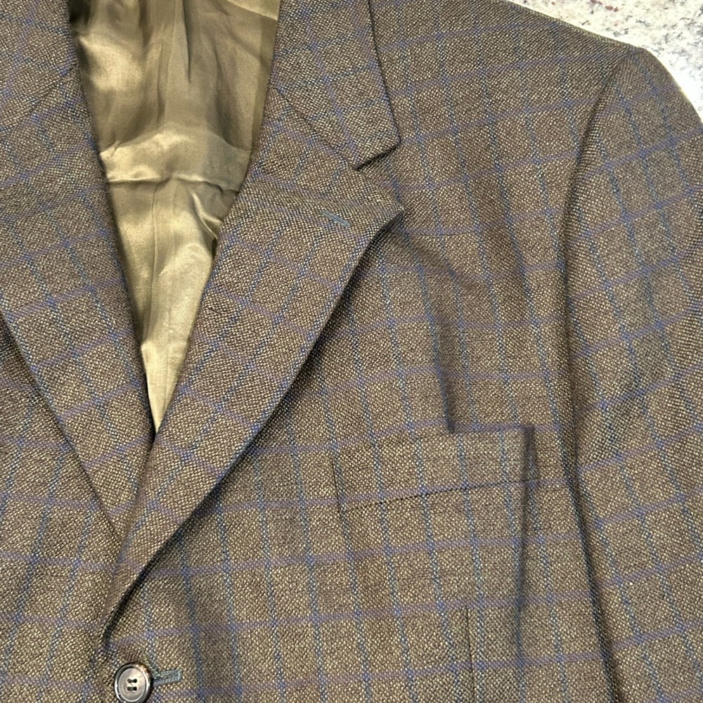 Ferrini Brown Sport Coat with Blue Windowpane